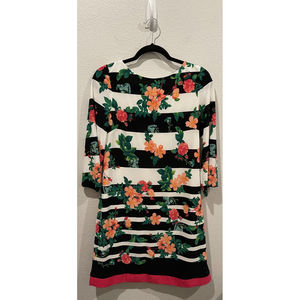 ELIZA J Striped Floral 3/4 Sleeve Mini Dress